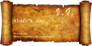 Vidák Ida névjegykártya